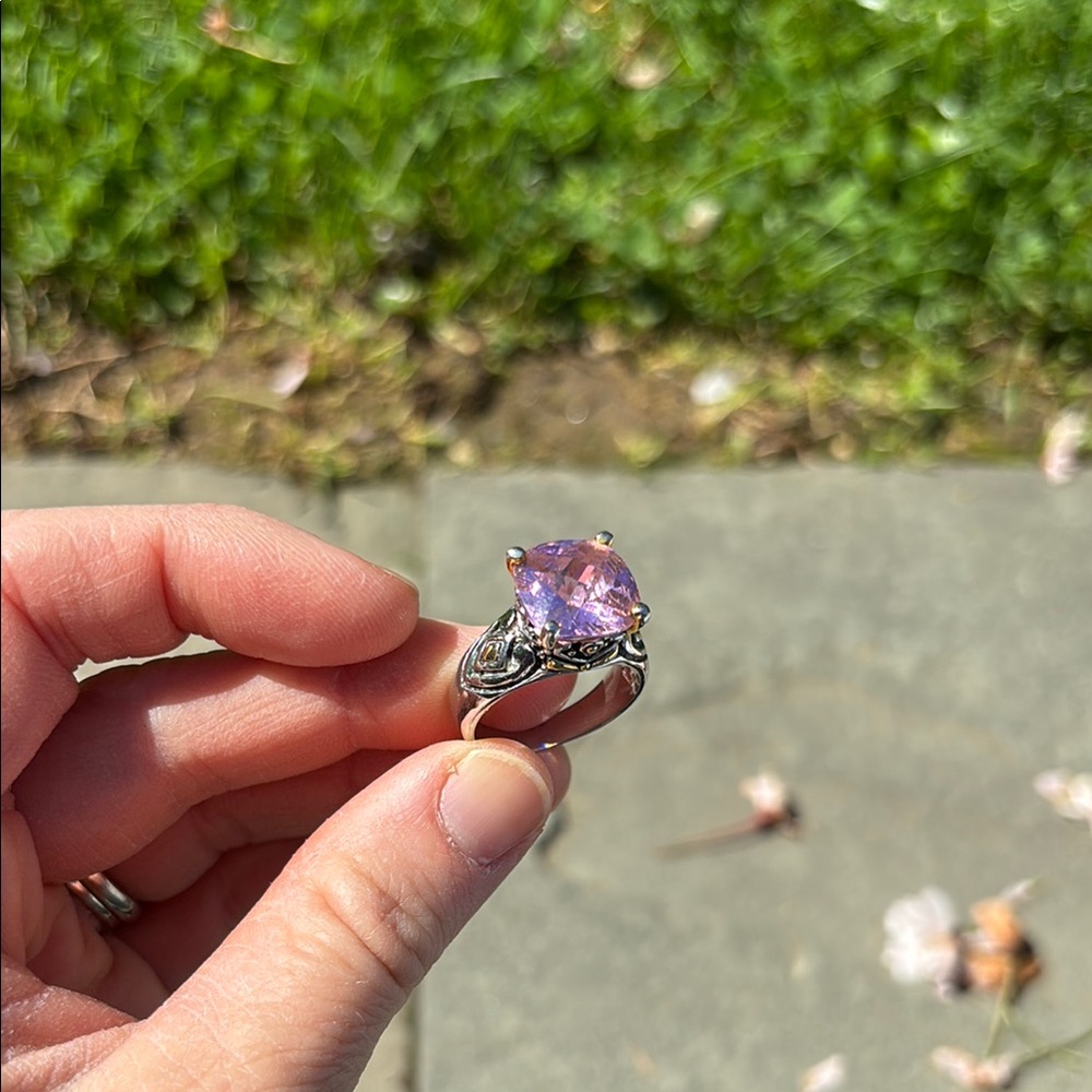 Elegant Platinum Ring with and Pink Stone